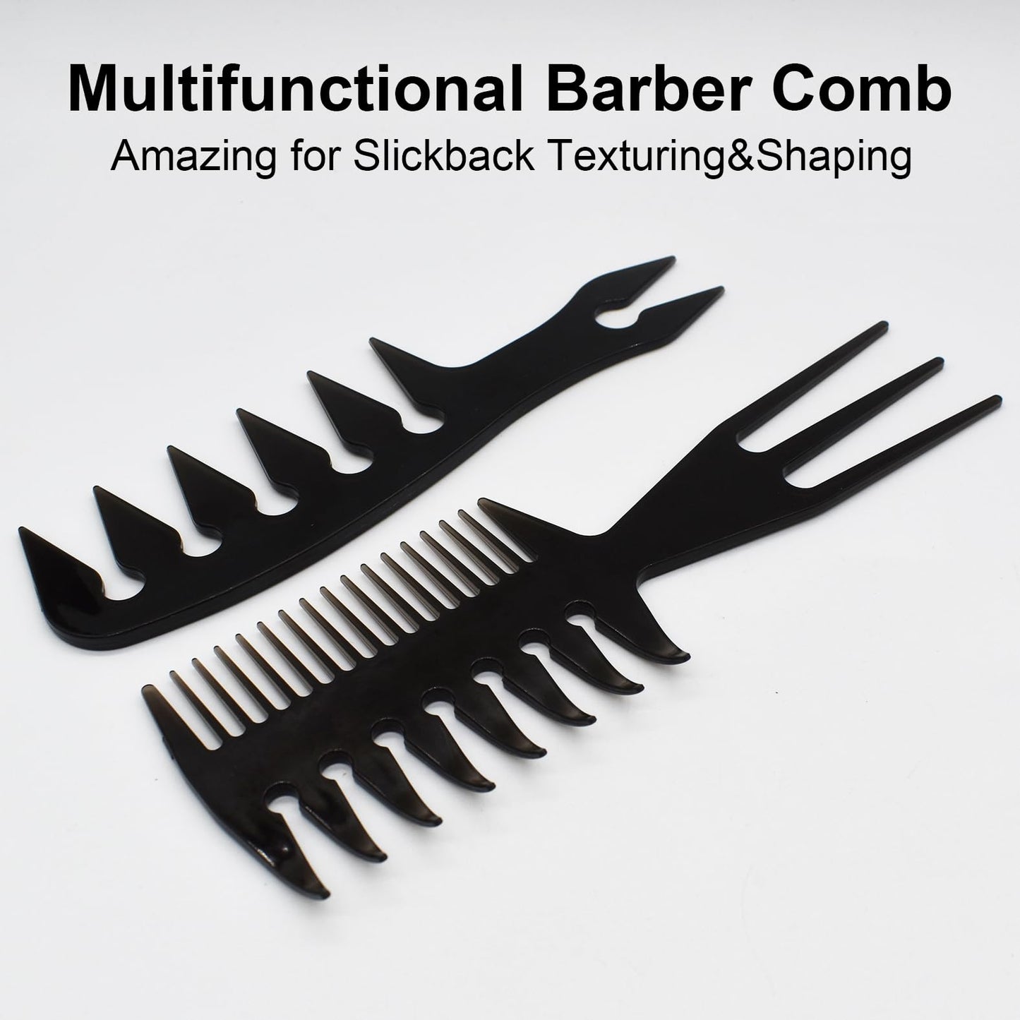 ZEROKIWI Professional 2-in-1 Mens Hairstyling Texture Comb, Wide Tooth Slickback Hairdressing Detangling Fantail Barber Comb Anti Static Heat Resistant for Men Women Salon Shaping Wet Long Curly (AB)