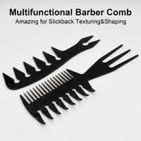 ZEROKIWI Professional 2-in-1 Mens Hairstyling Texture Comb, Wide Tooth Slickback Hairdressing Detangling Fantail Barber Comb Anti Static Heat Resistant for Men Women Salon Shaping Wet Long Curly (AB)