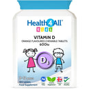 Kids Vitamin D3 600iu Chewable 180 Tablets. Sugar Free. Natural Orange Flavour. Made by Health4All UK