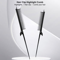Brrnoo Hair Brush and Comb,Rat Tail Comb Salon Hairdressing Comb Hair Thinning Comb Hair Cutter Comb Rat Tail Teasing Clip Comb Professional Black Hair Salon Plastic Highlighting Comb