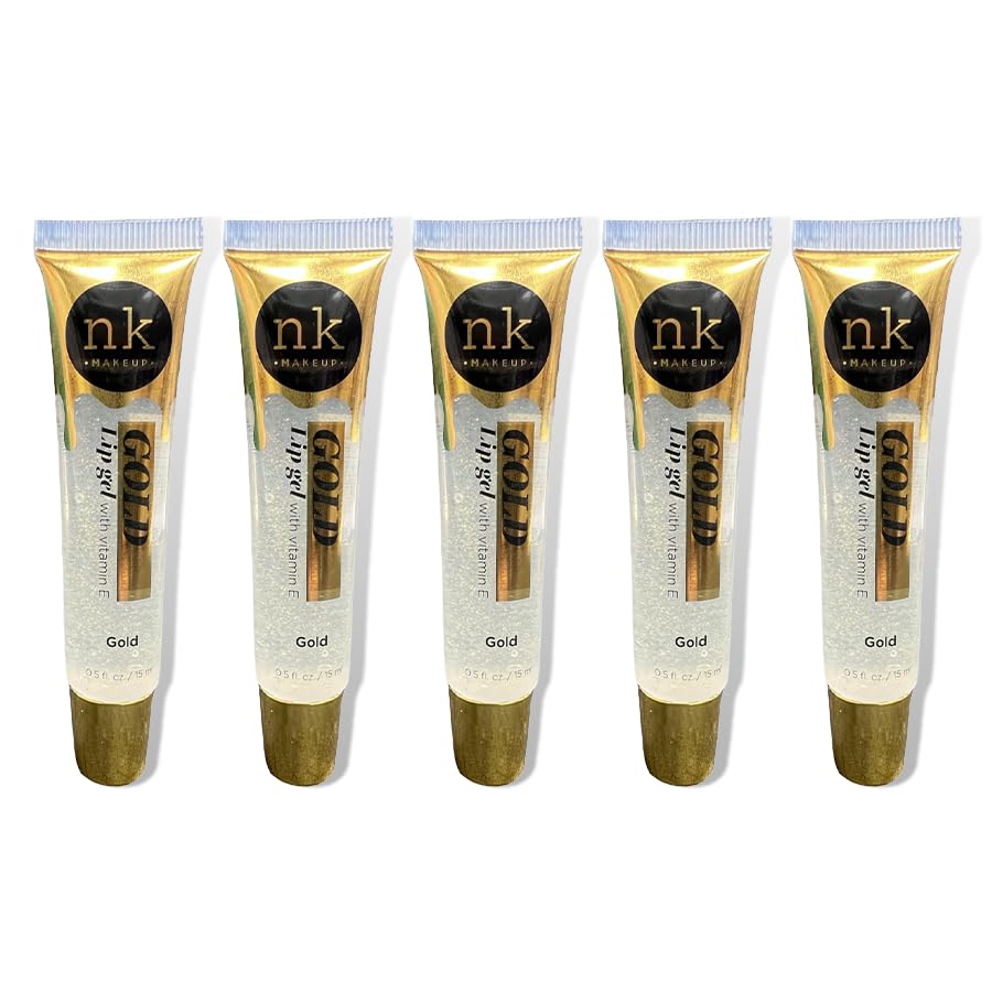 NK lip gloss gel 15ml Vitamin E, Shiny, Nourishes, Lip gel (Gold, Pack Of 5)