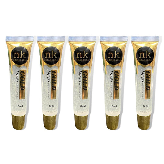 NK lip gloss gel 15ml Vitamin E, Shiny, Nourishes, Lip gel (Gold, Pack Of 5)