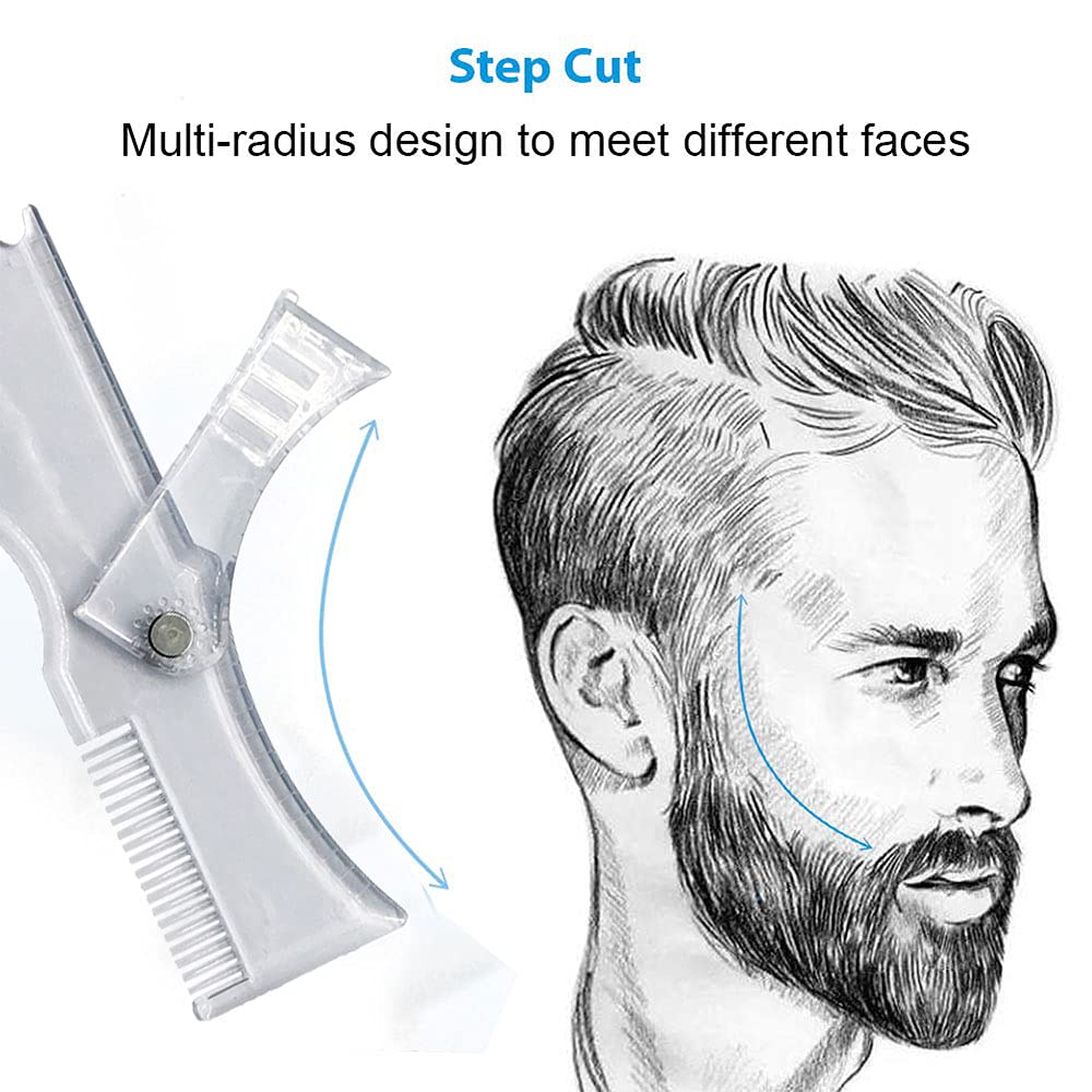 SEIWEI Beard Shaper Template Beard Shaping Tool Styling Comb Stencil for Goatee Mustache Sideburns Facial Hair Trimming Guide Grooming Shaper for Men