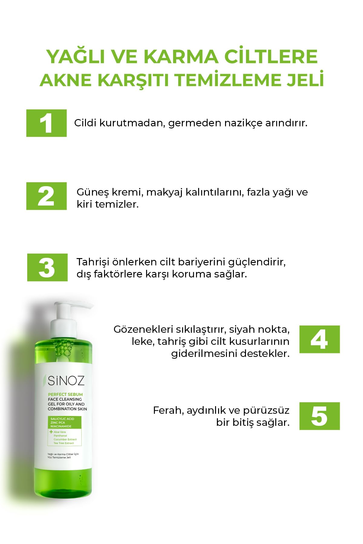 sinoz Sinoz,Perfect Sebum Balancing Facial Cleansing Gel,400 ml,For Oily Combination Skin
