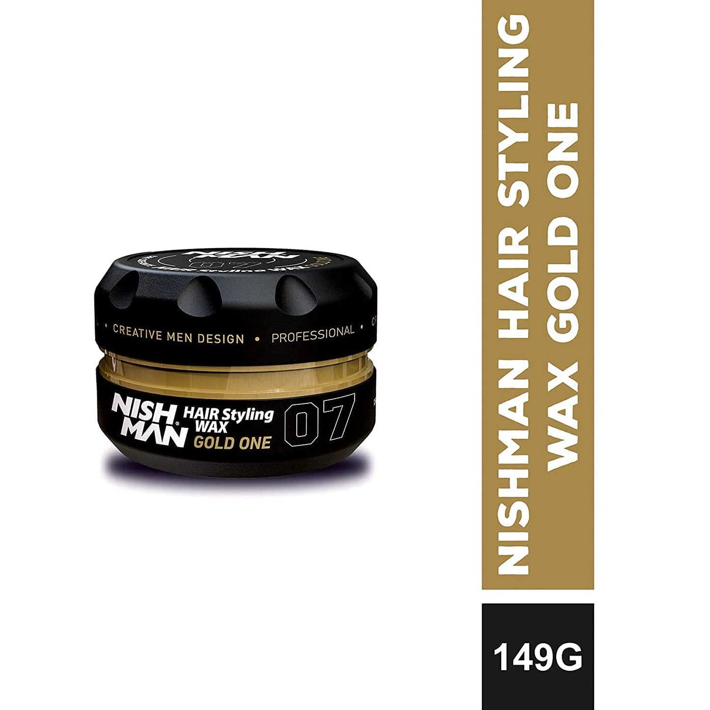 Nish Man Hair Styling Gel, Hair Wax for Men, 07 Gold One, 150 ml | Shine Look | Edge Control | Ultra High Strong Hold | Hair Clay Aqua Wax | Wax Stick Hair | Men's Hair Gel (07 Gold One)