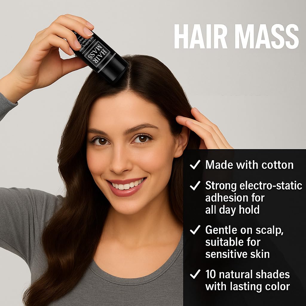 HAIR MASS Hair Mass – Hair Building Fibres for Thinning Hair – Natural & Undetectable Hair Loss Concealer – Wind & Sweat Resistant – 27.5g (Grey)