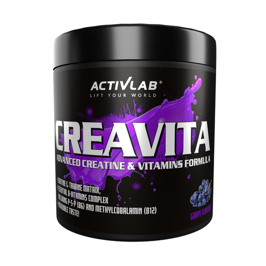 Activlab CREAVITA | Jar 300g | 30 Servings | Grape Flavor | creatine | Taurine | B Vitamins | Increasing Strength | Powder | 3X lab Tested