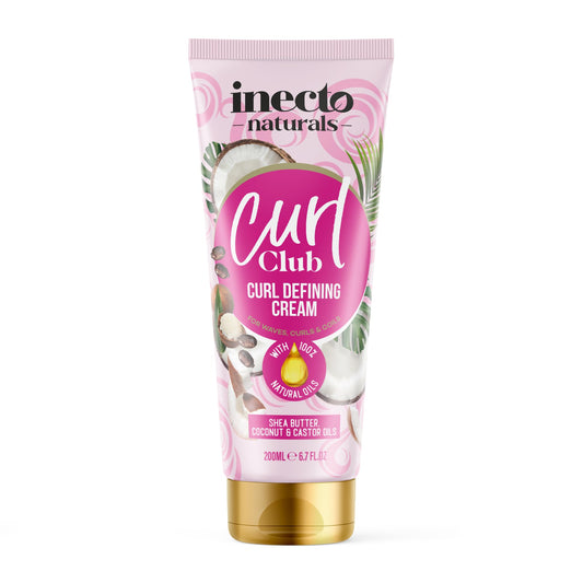 Inecto INECTO Curl Club, Curl Defining Cream 200ml, for all Curly Hair types, Vegan & Cruelty Free, Curl Defining for Curly or Wavy Hair, 100% Natural
