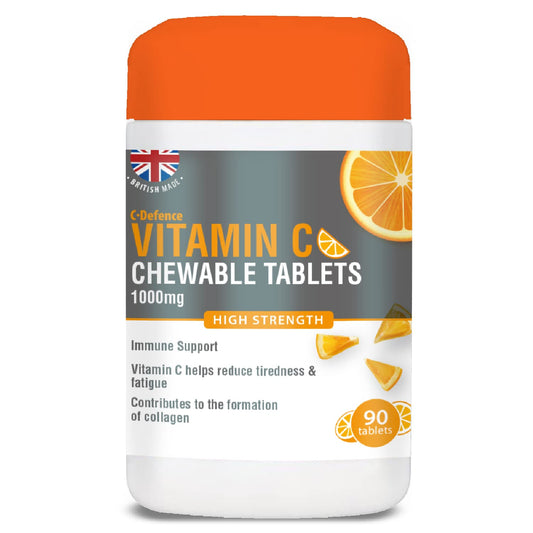 Vitamin C 1000mg Chewable by Club Vits - 90 Tablets - Supports Immune Health and Helps Fight Colds - Helps Reduce Tiredness and Fatigue