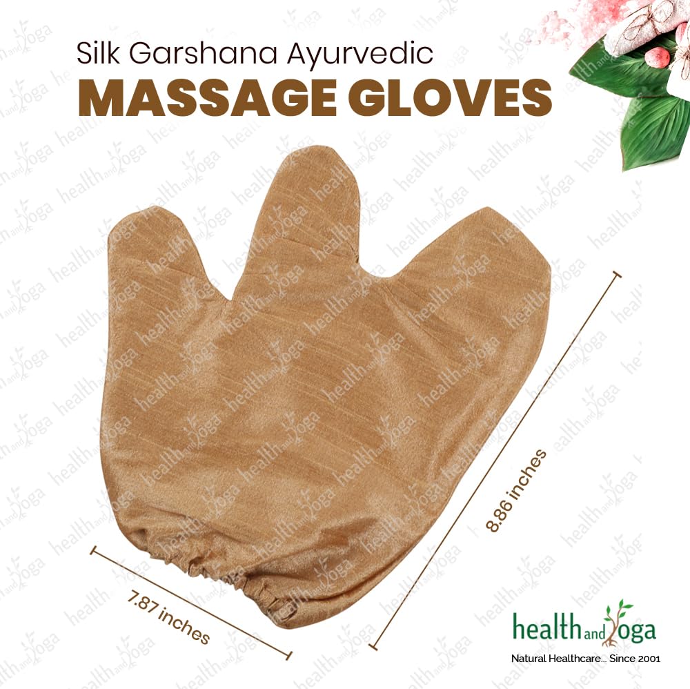SoulGenie Silk Garshana Ayurvedic Massage Gloves - Electro Static Lymph Circulation Boost - 100% Natural Dry Skin Brushing and Exfoliation and Excess Fat Treatment - Mitt Style 1 Pair