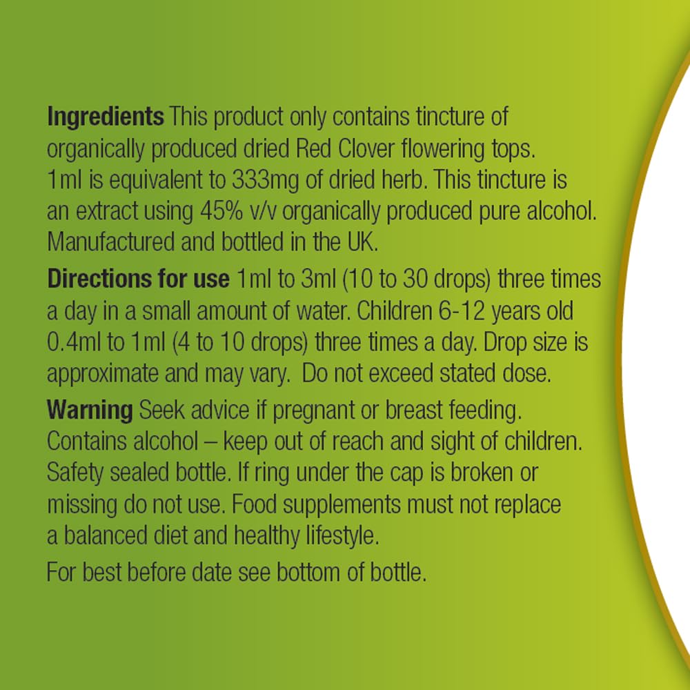 Organic Herbal Remedies Red Clover Tincture, 100 ml
