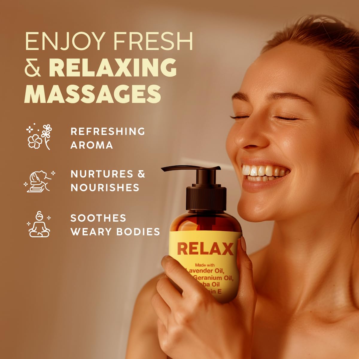 KUKKA essential oils Kukka Relax Massage Oil for Massage Therapy - Spa Quality Warming Massage Oil - Body Oils for Women & Men - Infused with Lavender Oil, Jojoba Oil, Rose Geranium Oil & Vitamin E Oil - (200ml)