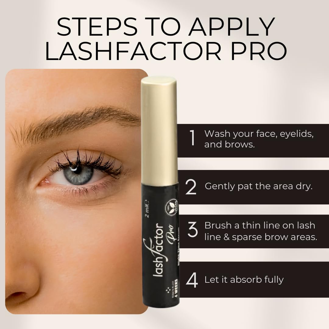 Lashfactor Pro Eyelash Growth Serum, Brow Lash Growth Serum, Natural Brow Lash Enhancer | Nourish Damaged Lashes, Thicker Natural Longer Lift Eyelashes Enhancer Rapid Lash Growth (Pack of 2)