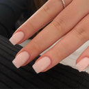 SXVME Nude Pink False Nails Medium Short Square, Press on Nails Medium Glossy Gel Fake Nails Solid Color Reusable Acrylic Nails for Women Daily Wear, in 30 Pcs