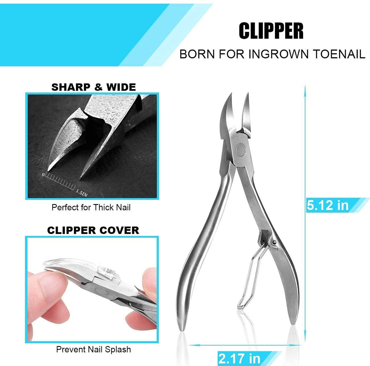 oosofitt Toenail Clippers Set 7Pcs, Staineless Steel Ingrown Toenail Tool Kit, Professional Toe Nail Nippers Set for Ingrown & Thick Nail, Surgery Grade Manicure Pedicure Tool By OosoFitt