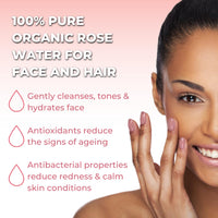 The Balanced Way 100% Pure Organic Rose Water for Face & Hair (100ml) | Pure Rose Water Calms & Soothes Irritated/Red Skin | Heals Blemishes | Rose Water for Hair Reduces Frizz | Incredibly Gentle/Triple Distilled