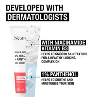 Neutrogena Clear & Defend+ Gel Moisturiser (1 x 50ml), Fast-Absorbing Face Moisturiser with 4% Niacinamide and 1% Panthenol, Fragrance-Free, Hydrating Gel, Suitable for Daily Use and Spot-Prone Skin