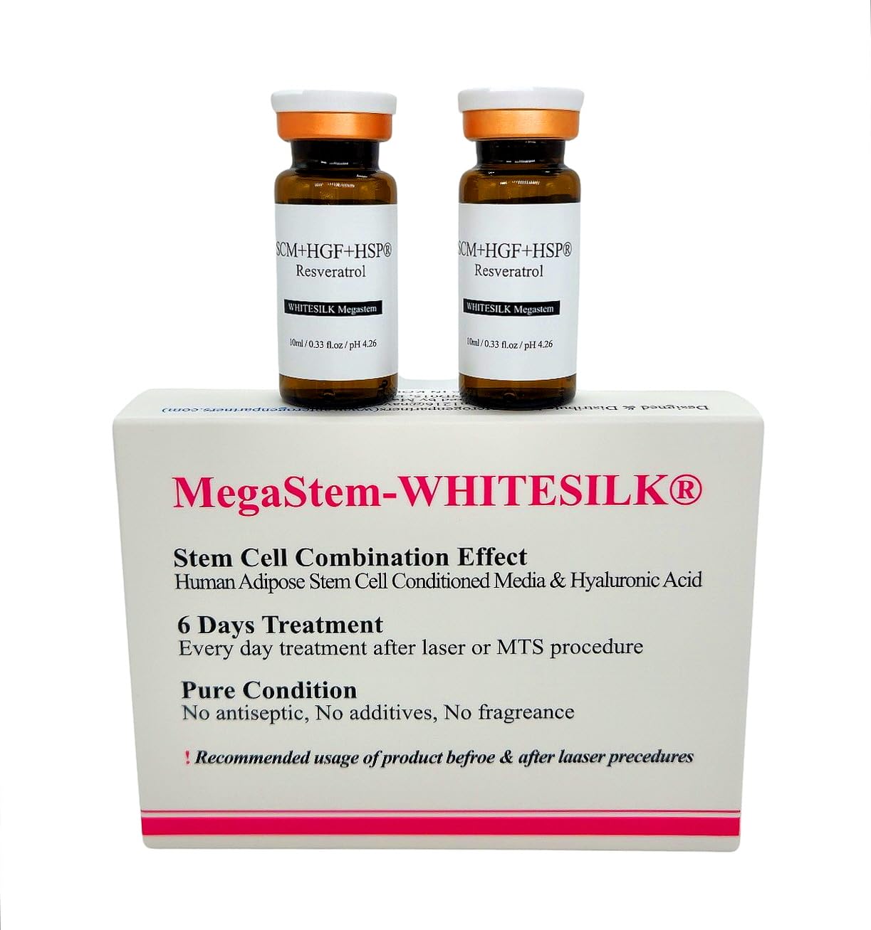 [WHITESILK ㅡmedical grade] Skin Repairing and hydra-vital Rejuvenation Ampoule Serum―([Stem cell + ATP + nano-Hyaluronic + (plant) 9-Exosome) Formula (10ml x 2vials)