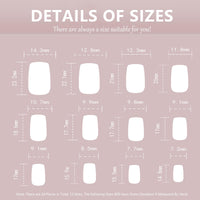 EONFAVE French Tip Nails - 24pcs Medium Square False Nail Tips - 12 Sizes Pink French Fake Nails with Glue - Glossy Full Cover Stick on Nail with Bow Patterns for Women Girls