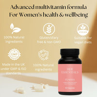 Womens Multivitamins & Minerals with Hyaluronic Acid & Biotin | 26 Essential Vitamins, Minerals & Botanicals | Optimal Dosages | Vegan & Gluten Free | No Synthetic fillers | 60 Caps | Her Essentials