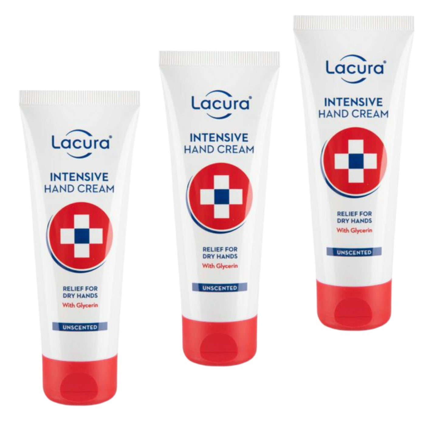 Aldi Lacura - Intensive Hand Cream | With Glycerin | Relieves Dry Hands | 75mL [x3] [Packaging may Vary]