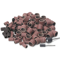Littleduckling 104Pcs Sanding Band Drum Sleeve 60 120 320 Grit 1/4" 1/2" Nail Drill Sander with 4 Drum Mandrel for Dremel Rotary Tool