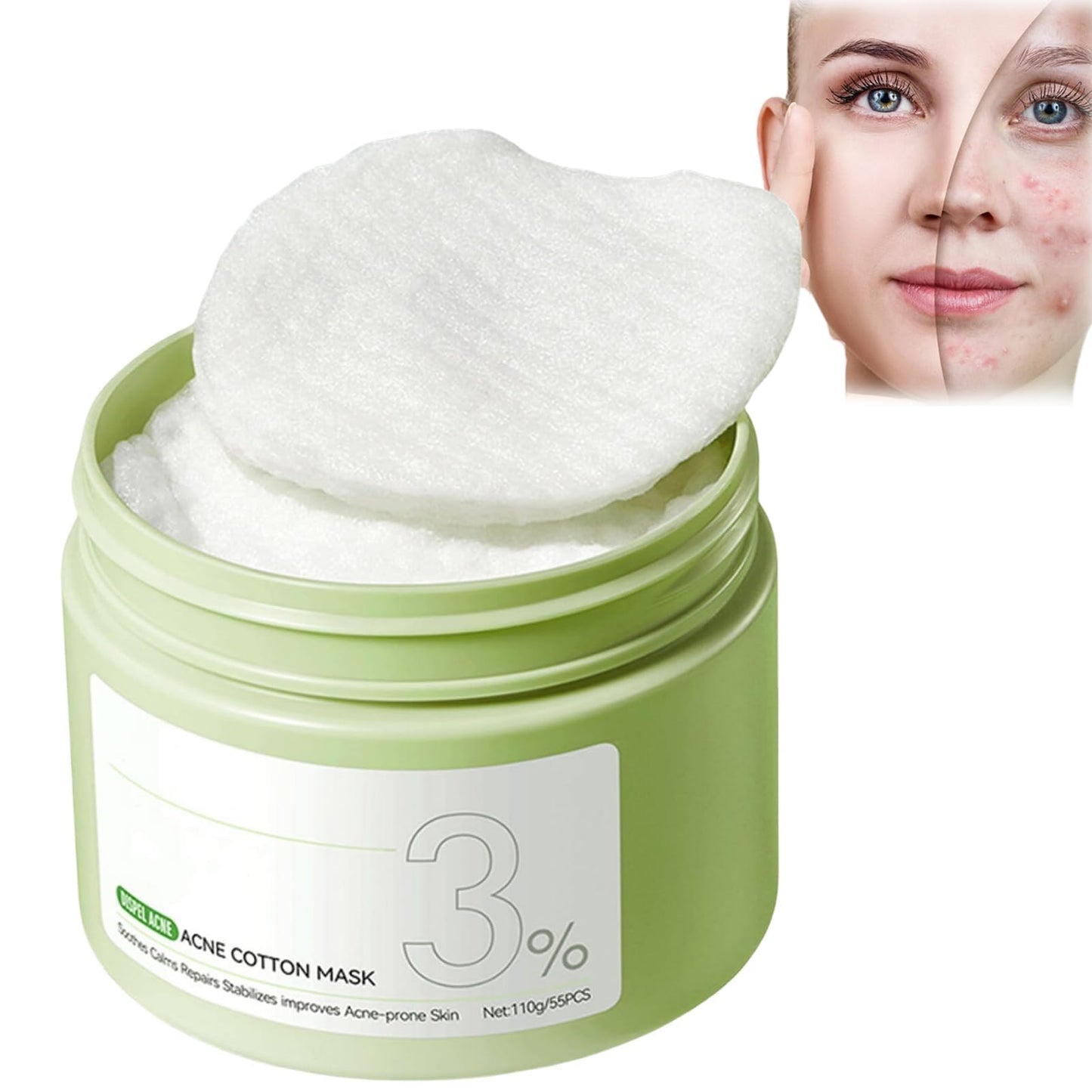 LaluluTek Face Pads - Exfoliator for Acne Prone Skin - Toner & Korean Skincare - Reduces The Growth Of Blackheads(55 pads)
