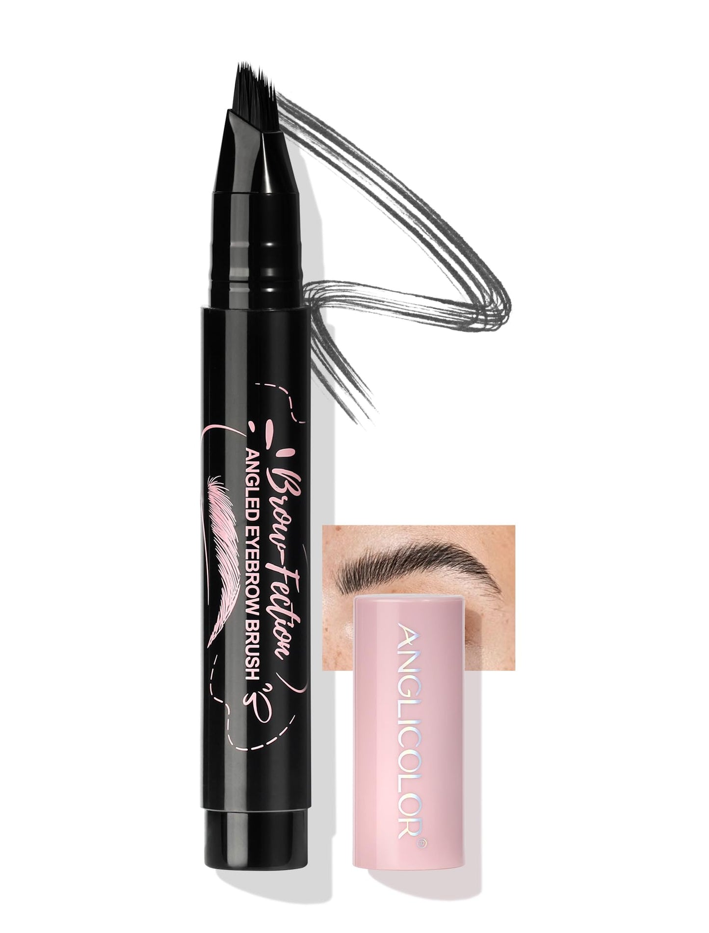 Anglicolor Eyebrow Pen Easy to Use, Eyebrow Brush Quick Drying,Microblading Eyebrow Pen Natural,Hair-Like Strokes, 24hrs Long-Lasting,Waterproof,Smudge-Proof,Multiple Uses (05black)