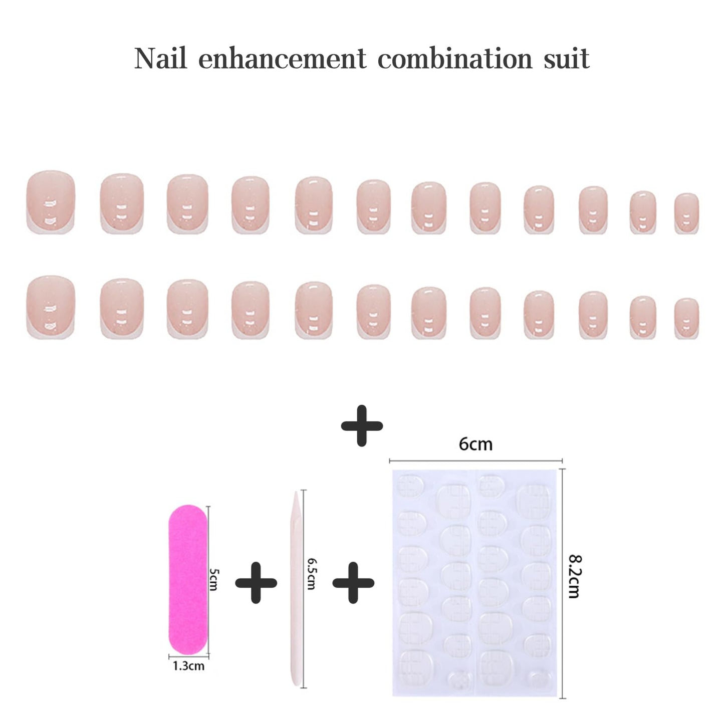 TMUT 24pcs French Tip False Nails Short Square Press on Nails White Edge Nude Pink Stick on Nail Removable Glue-on Full Cover Fake Nail Art Accessories for Women, Variety Pack