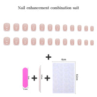 TMUT 24pcs French Tip False Nails Short Square Press on Nails White Edge Nude Pink Stick on Nail Removable Glue-on Full Cover Fake Nail Art Accessories for Women, Variety Pack