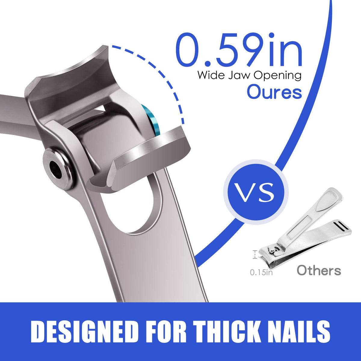 DRMODE Nail Clippers for Thick Nails with Wide Jaw Opening