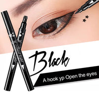 Eyeliner Stamp-OCHILIMA Double-sided Liquid Eyeliner Pen with Eye Makeup Stamp, Waterproof, Double Sided & Long Lasting Seal Tattoo Makeup Tool Red Black Stamp Pen (Red star Black love)