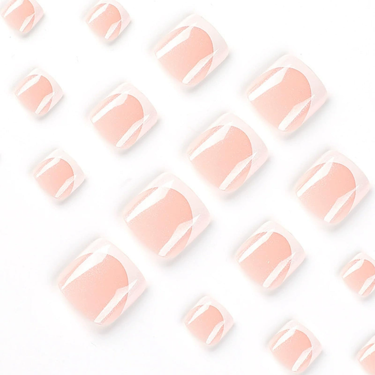 NICENEEDED White French Tip Press on Toenails, Glitter Fake Toe Nails Short Square Shaped Summer False Toenail, Press on Glossy Toenails for Pedicure Decorations Halloween