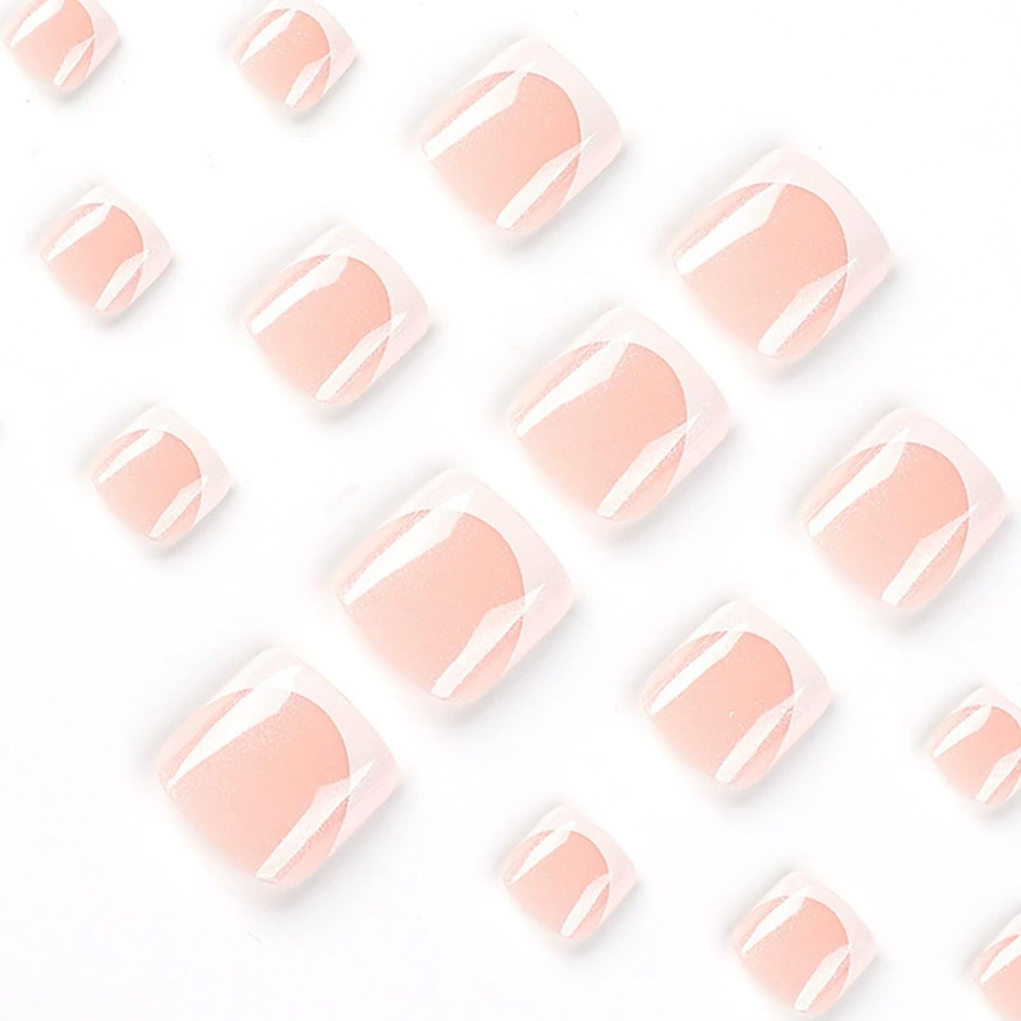 NICENEEDED White French Tip Press on Toenails, Glitter Fake Toe Nails Short Square Shaped Summer False Toenail, Press on Glossy Toenails for Pedicure Decorations Halloween