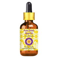 Deve Herbes Pure Ginko Root Oil (Ginkgo biloba) Non-Sticky | Non-Greasy | For Skin, Hair, Massage & DIY Use 100ml with Glass Dropper