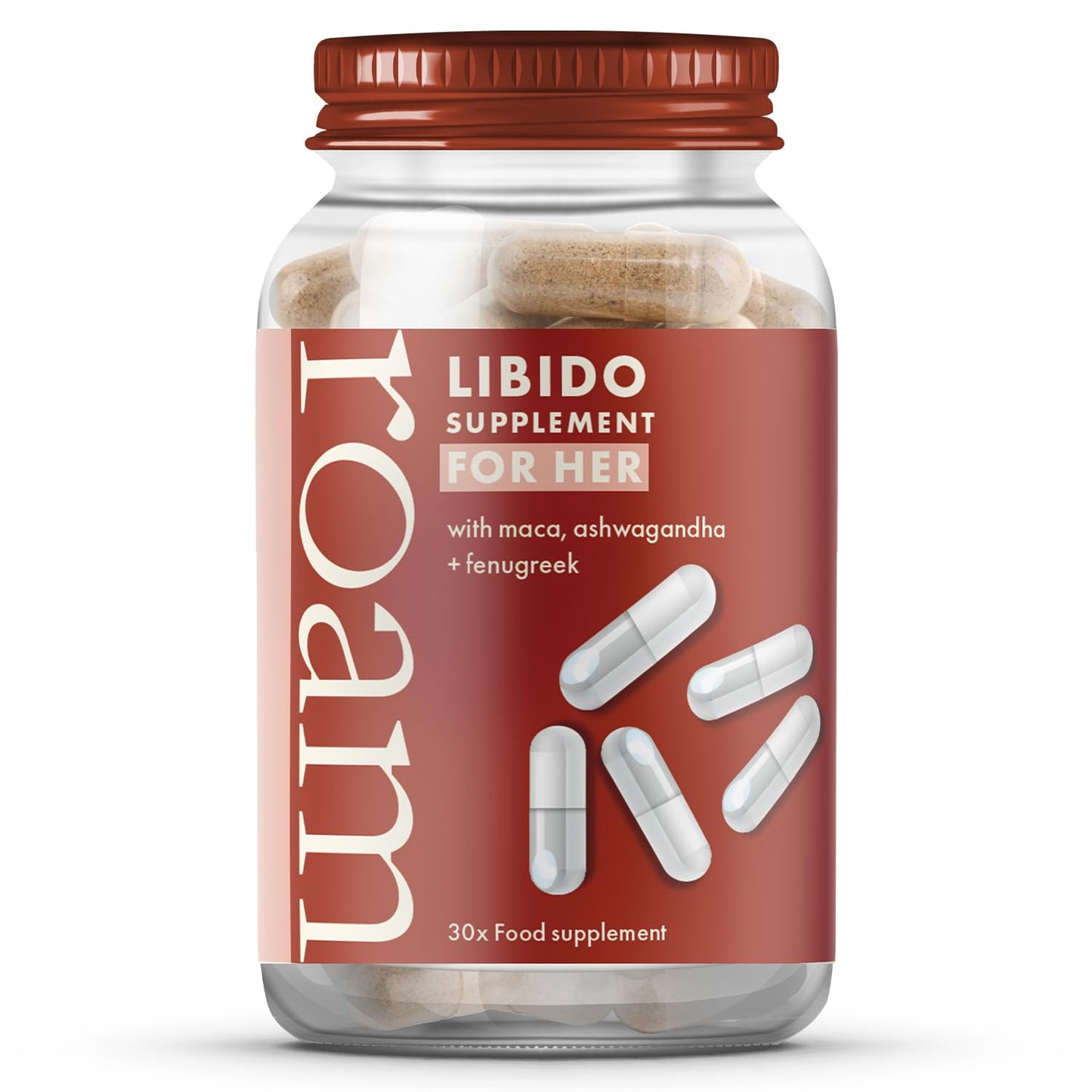 Roam Libido Supplement for Her, Libido Booster for Women Supports Arousal + Desire with B2/B6 Vegan Capsules with Maca, Ashwagandha and Fenugreek - 30 Food Supplements (Month Supply)