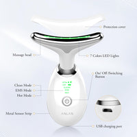 ANLAN Face Massager,7-in-1 Facial Lifting Device,Face Sculpting Device,7 Colors 3 Modes Facial Massager Electric Anti-Aging,45°C EMS Red Light Therapy Neck Lift Wrinkle Remover Skin Tighten Machine