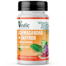 Vedic Essentials Vedic Ashwagandha-Saffron Calming Complex | 6 Calming Herbs Blend- Ashwagandha Boosted with Saffron, Chamomile, Hops, Inositol & Schisandra Berry | High Strength 2290mg | Premium, Vegan, 60 Capsules