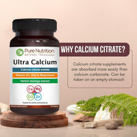 PURE NUTRITION NATURAL TREASURES Pure Nutrition Ultra Calcium 1000mg with VIT D3 + K2 | 90 Tab | Highly absorbable Calcium Supplement with Calcium Citrate Malate, VIT D3, K2 (90 Count (Pack of 3))