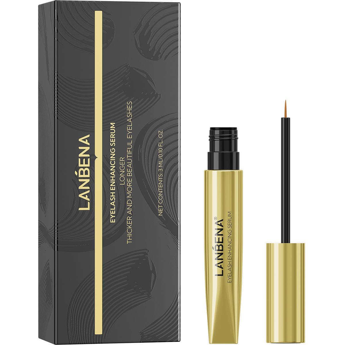 LANBENA EYELASH ENHANCING SERUM - Natural Nourishment for Fuller, Longer Lashes & Defined Brows | 3mL/0.10 fl oz - Cold-Pressed Formula, Vegan & Cruelty-Free
