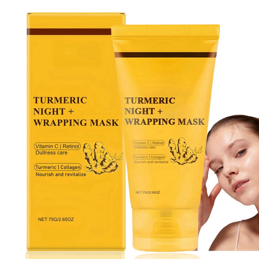 Ruojiar 75g Kojics Acids Turmeric Collagens Night Wrapping Mask,Peel Off Turmeric Gel Mask,Hydrating Brightening Facial Ma/sk,Firming and Nourishing with VC,Even Skin Tone& Tightening,Gentle Cleansing