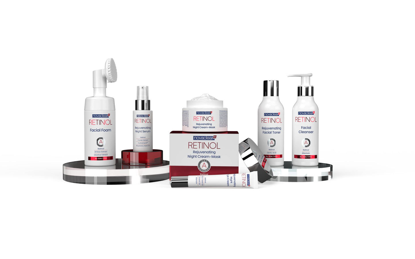 Novaclear RETINOL Rejuvenating Night Serum, Anti-Wrinkle & Anti-Aging Treatment - Visibly Reduces Fine Lines, Skin Firming Serum for Face, with Caviar, Hydromanil and Raspberry seed oil.