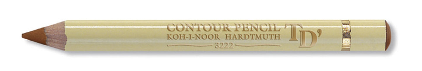 Koh-I-Noor KOH-I-NOOR 3222 Contour Cream Coloured Round Drawing Pencil - Brown (Box of 12)