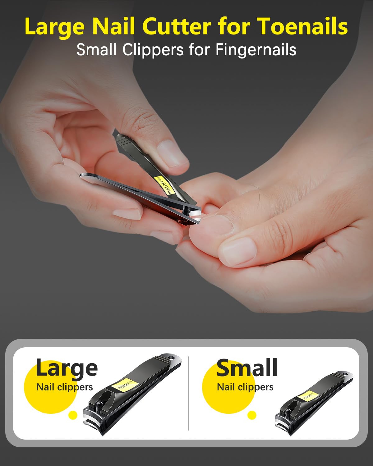 BESTOPE PRO Nail Clippers 2PCs Nail Cutter Set Stainless Steel Fingernails Toenails Clippers for Men Women Sturdy Nail Clipping Kit