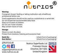 Nutrics® 800mg (per Capsule) Magnesium GLYCINATE 60 V Capsules - Strong One A Day - 100% Pure Highly Absorbable - Free from fillers, Binders & Bulking agens (60)