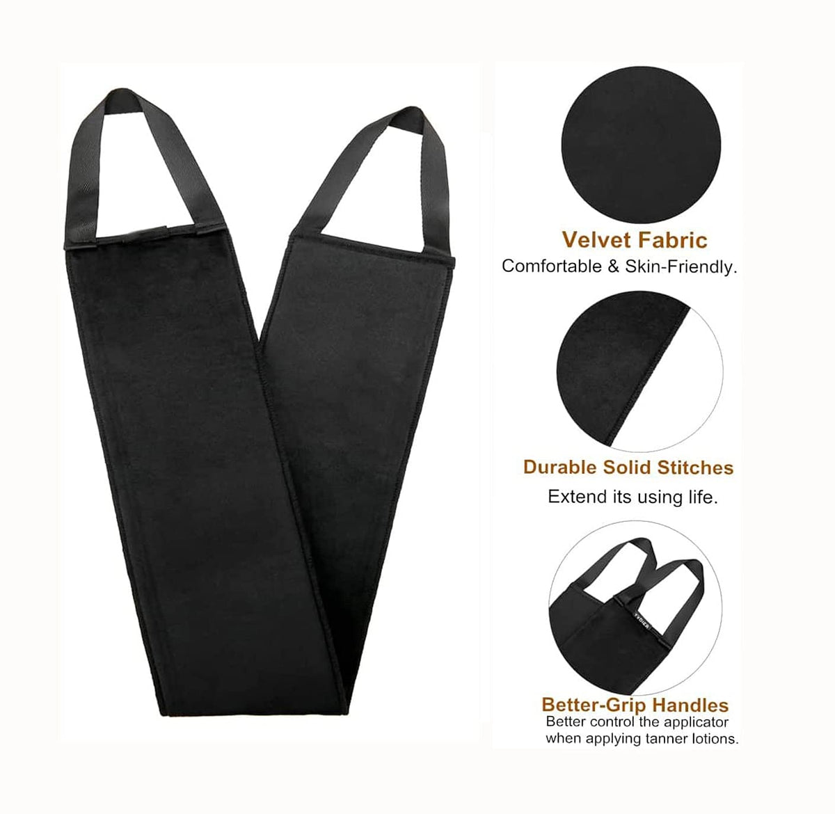 Lerkely Tanning Back Applicator, Self Back Body Lotion Applicator for Apply Tanning Lotion/Cream (10.5X59 CM, Black)