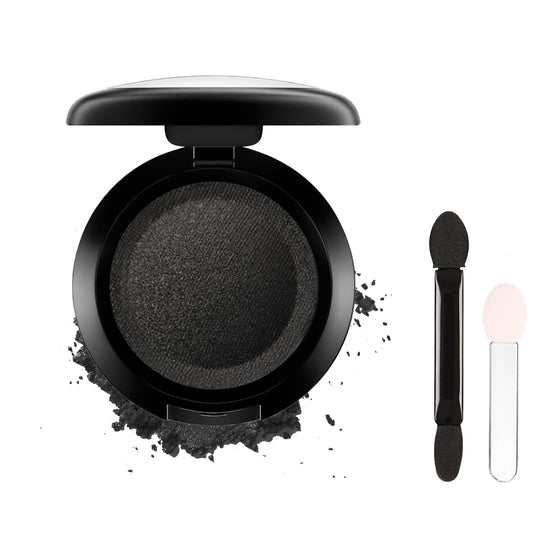 Generic Black Single Color Glitter Eyeshadow with Brush, Shimmering Pressed Powder, Highly Pigmented Sparkly Eyeshadow for Girls Women, Waterproof and Long-Lasting for Party, Stage Looks