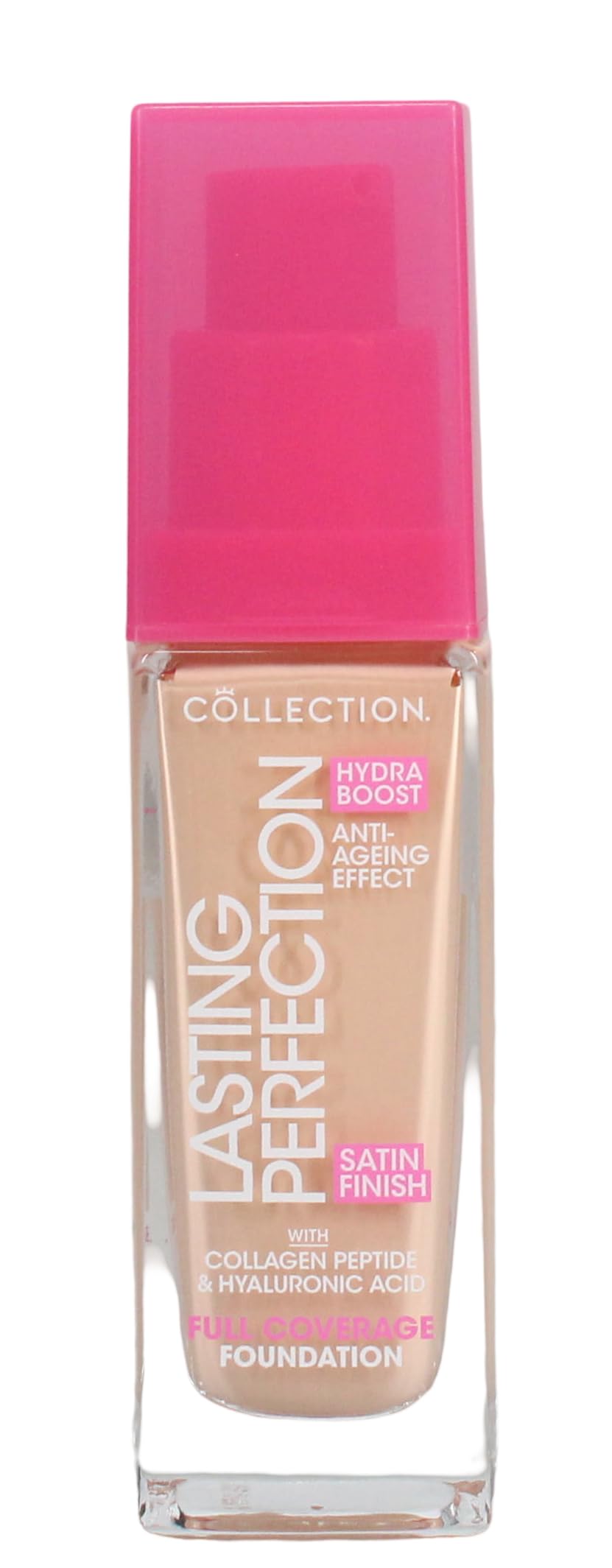 Collection Cosmetics Lasting Perfection Satin Foundation, Full Coverage, Hydra Boost, 6N Cashew Neutral 27ml