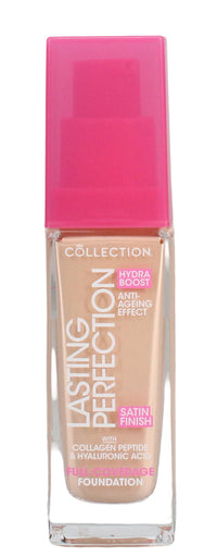 Collection Cosmetics Lasting Perfection Satin Foundation, Full Coverage, Hydra Boost, 6N Cashew Neutral 27ml