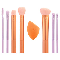 REAL TECHNIQUES Real Techniques Level Up Brush And Sponge Kit, Makeup Brushes For Eyeshadow, Foundation, Blush, & Bronzer, Makeup Blending Sponge, Professional Quality Makeup Tools, Synthetic Bristles, 8 Piece Set